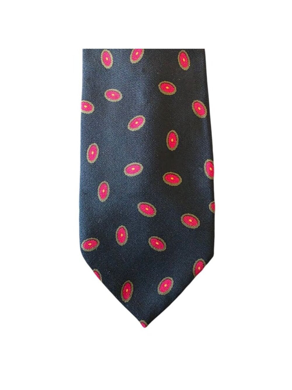 Private Stock Italian Silk Tie Vintage Black Red Gold Medallion Geometric Luxury - Picture 3 of 11